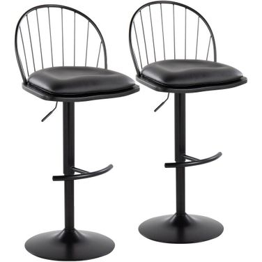 Riley Adjustable Barstool Set of 2 In Black