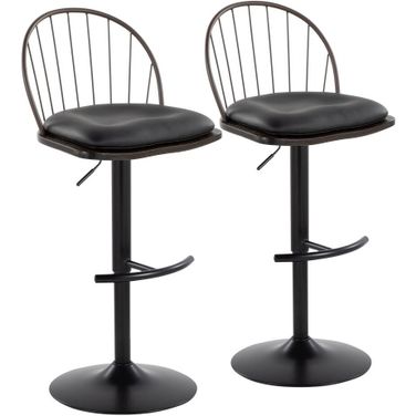 Riley Adjustable Barstool Set of 2 In Brown