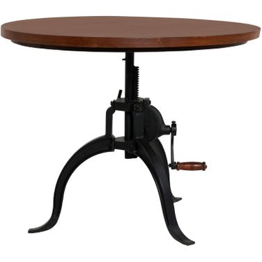Riley Adjustable Height Rustic Coffee Table In Chestnut Top and Black Base