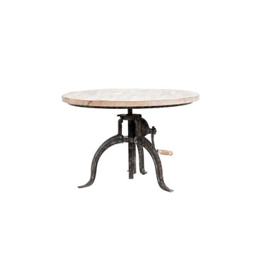 Riley Adjustable Height Rustic Coffee Table In Natural Driftwood Top and Aged Iron Base