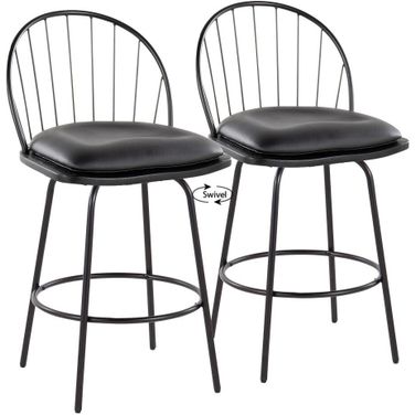 Riley Claire 26 Inch Fixed Height Counter Stool Set of 2 In Black