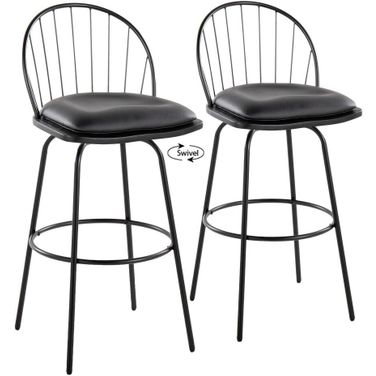 Riley Claire 30 Inch Fixed Height Barstool Set of 2 In Black