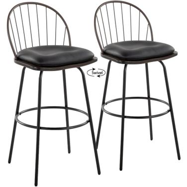 Riley Claire 30 Inch Fixed Height Barstool Set of 2 In Brown