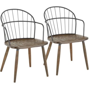 Riley Dining Chair with Arms Set of 2 In Brown