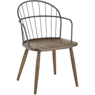 Riley Industrial Chair In Dark Walnut Wood And Black Metal