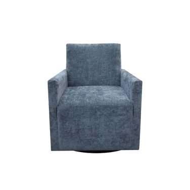 Riley Swivel Club Chair In Aqua Chenille and Black