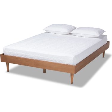 Rina Mid-Century Modern Ash Wanut Finished Full Size Wood Bed Frame