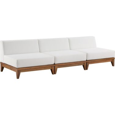 Rio Water Resistant Fabric Outdoor Patio 3 Piece Modular Sofa In Off White