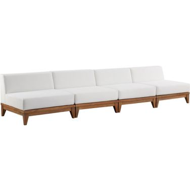 Rio Water Resistant Fabric Outdoor Patio 4 Piece Modular Sofa In Off White