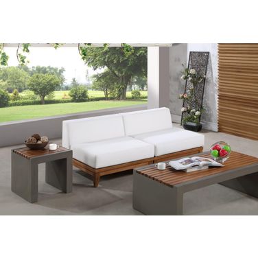 Rio Water Resistant Fabric Outdoor Patio 2 Piece Modular Sofa In Off White