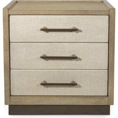 Rio Vista Woven 3 Drawer Nightstand with Power and Usb In Tan