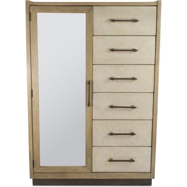 Rio Vista Woven Mirrored Door Chest In Tan