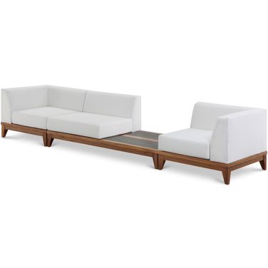 Rio Water Resistant Fabric Outdoor Patio 3 Piece Modular Sofa In Off White