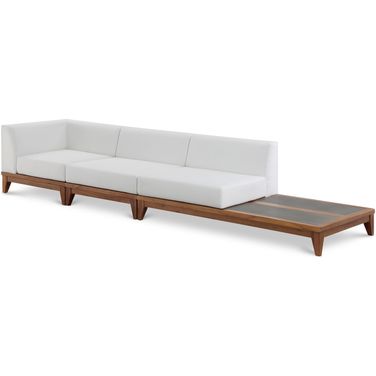 Rio Water Resistant Fabric Outdoor Patio 3 Piece Modular Sofa In Off White