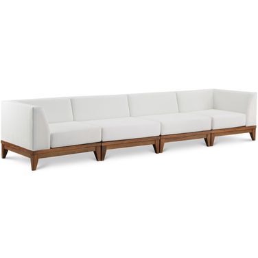 Rio Water Resistant Fabric Outdoor Patio 4 Piece Modular Sofa In Off White