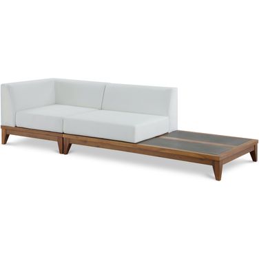 Rio Water Resistant Fabric Outdoor Patio 2 Piece Modular Sofa In Off White