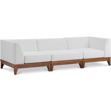 Rio Water Resistant Fabric Outdoor Patio 3 Piece Modular Sofa In Off White
