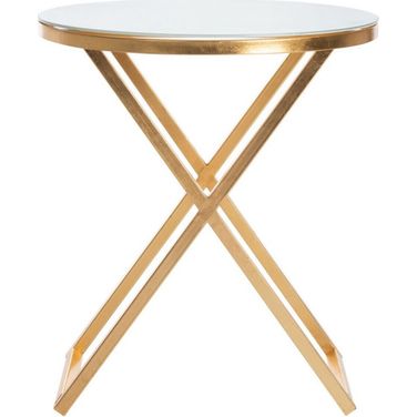 Riona Gold and White Round Top End Table