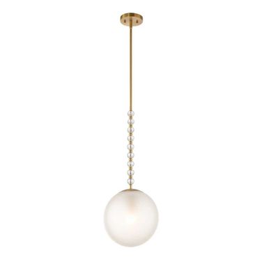 Ripple 1 Light Frost Glass Pendant In Brass