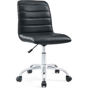 Ripple Black Armless Mid Back Vinyl Office Chair