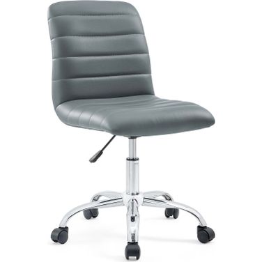 Ripple Gray Armless Mid Back Vinyl Office Chair