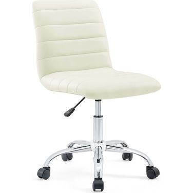 Ripple White Armless Mid Back Vinyl Office Chair