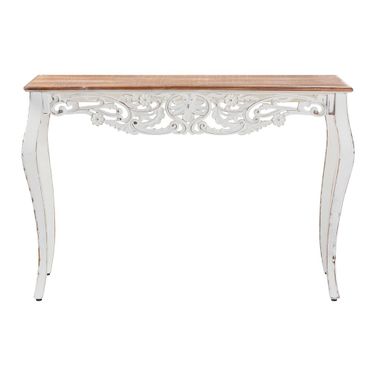 Riquin Distressed Wood Console Table In Natural Brown and White