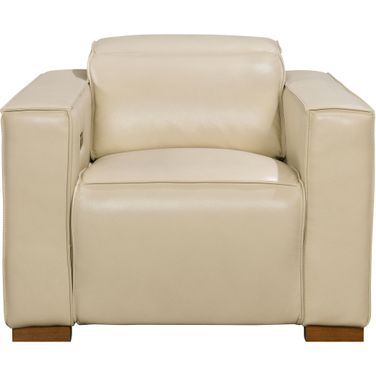 Riseholme Full-Leather Reclining Lounge Chair In Beige