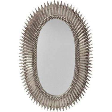 Rita Silver Leaf Oval Starburst Mirror