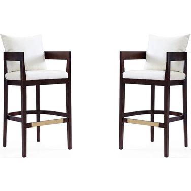 Ritz Barstool in Ivory and Dark Walnut (Set of 2)