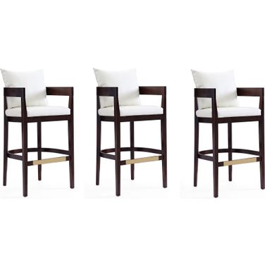 Ritz Barstool in Ivory and Dark Walnut (Set of 3)