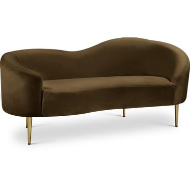 Ritz Velvet Loveseat In Brown