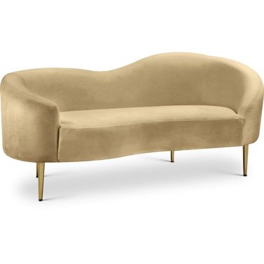 Ritz Velvet Loveseat In Camel