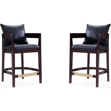 Ritz Counter Stool in Black and Dark Walnut (Set of 2)