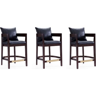 Ritz Counter Stool in Black and Dark Walnut (Set of 3)