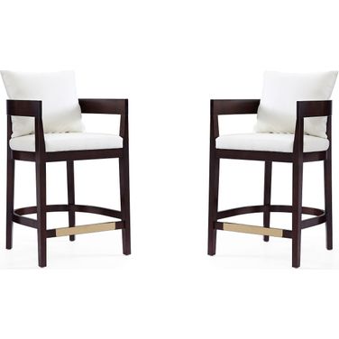 Ritz Counter Stool in Ivory and Dark Walnut (Set of 2)