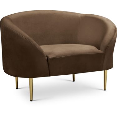 Ritz Velvet Chair In Brown