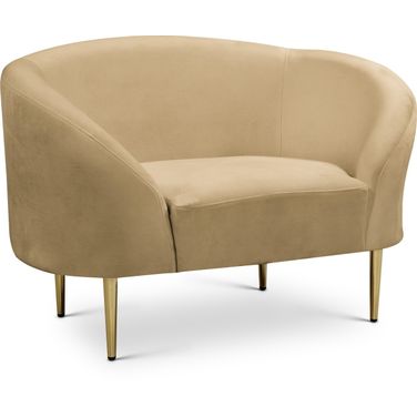 Ritz Velvet Chair In Camel