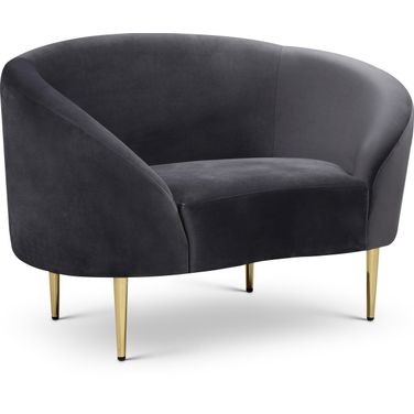 Ritz Velvet Chair In Grey