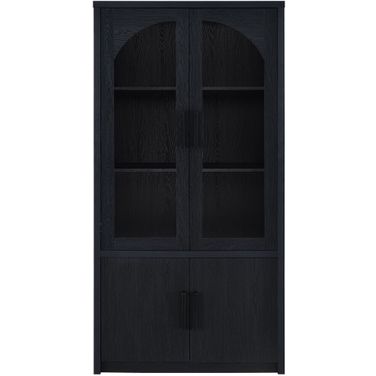 Riva 4-Door Tall Accent Display Cabinet LED Lighting In Black