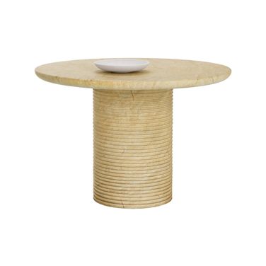 Riva 43 Inch Travertine Look Dining Table In Natural