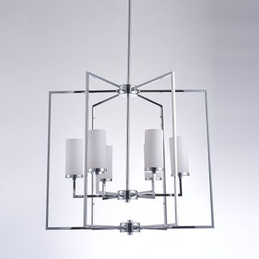 Riva 28 Inch Metal and Glass Chandelier Lights In White and Chrome