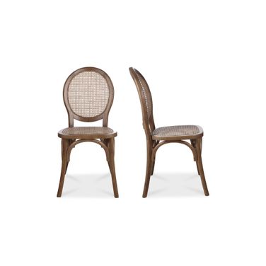 Rivalto Walnut Solid Elm Wood Dining Chairs Set of 2