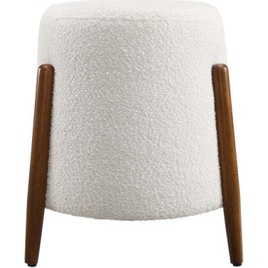 Riven Upholstered Boucle Fabric Ottoman In Cloud