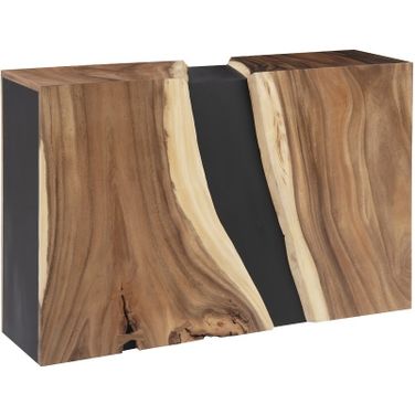 River Double-Sided Console Table with Acacia Wood Cladding In Black and Natural