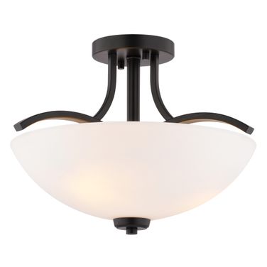 River Grove 14.5 Inch 3 Light Semi-Flush Mount In Matte Black