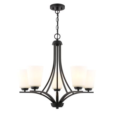 River Grove 24.75 Inch 5 Light Chandelier In Matte Black
