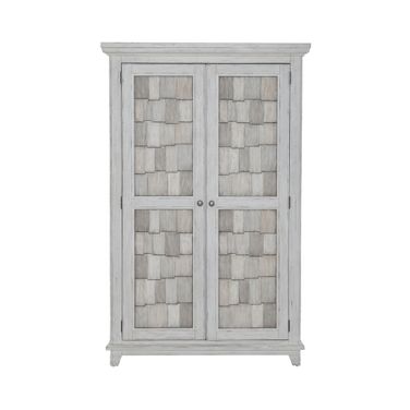 River Place Armoire In Riverstone White and Tobacco