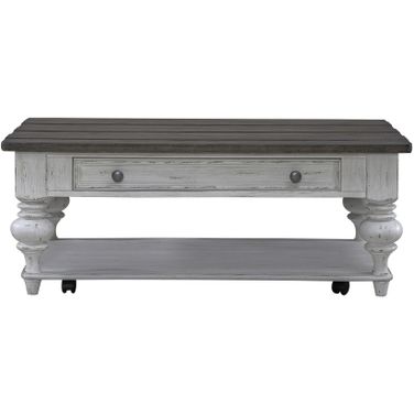 River Place Cocktail Table In Riverstone White and Tobacco