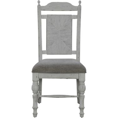 River Place Panel Back Side Chair Set of 2 In Riverstone White and Tobacco